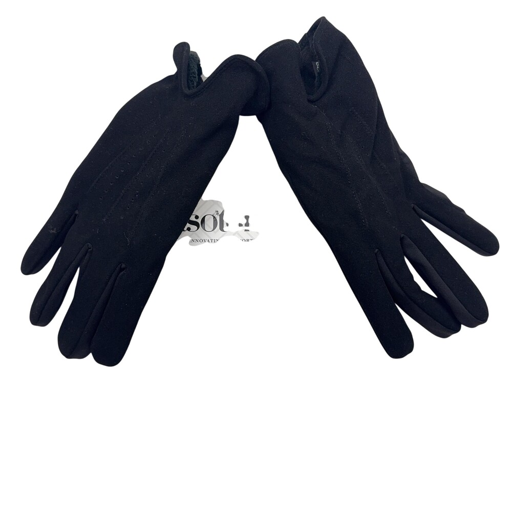 Isotoner Genuine Suede Gloves Mens L Black SmarTouch Touchscreen 4 Way Stretch